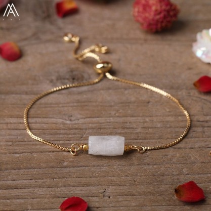 Moonstone Adjustable Gold Bracelet, June Birthstone Jewelry