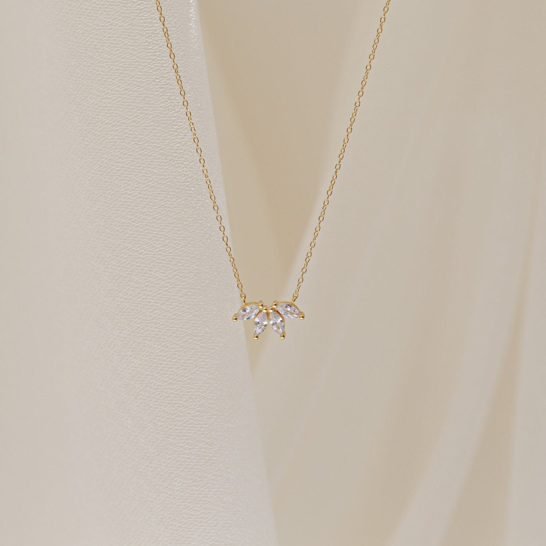 Marquise Diamond Necklace by CaitlynMinimalist • Flower Petal Diamond Necklace • Flower Necklace • Bridesmaid Gift • NR055