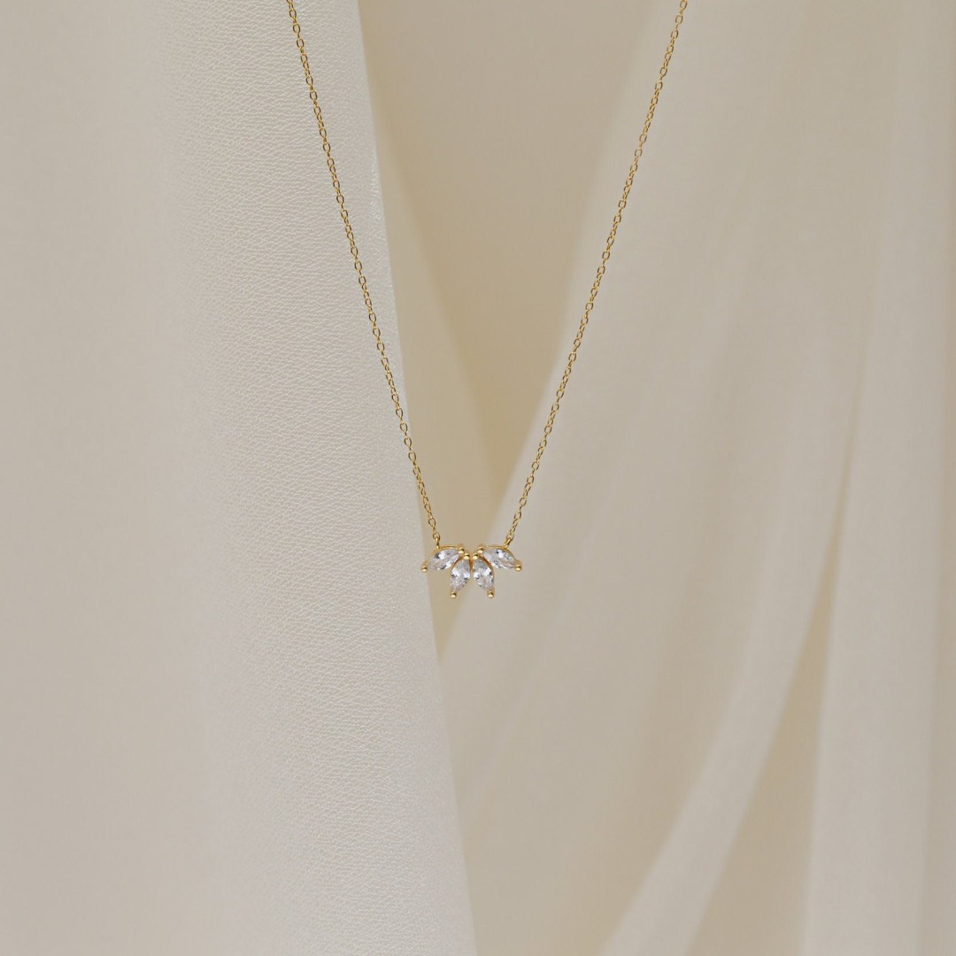 Marquise Diamond Necklace by CaitlynMinimalist • Flower Petal Diamond Necklace • Flower Necklace • Bridesmaid Gift • NR055