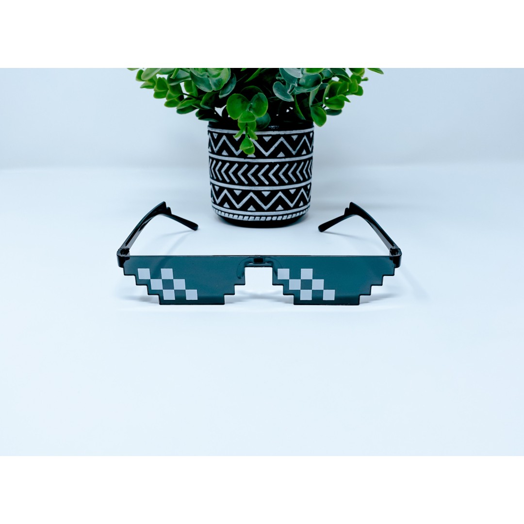 Thug Life Meme Glasses | Crypto Punks 8 Bit Glasses | Novelty Sunglasses | Black White Checks Outdoor Music Festival Unique Sunglasses