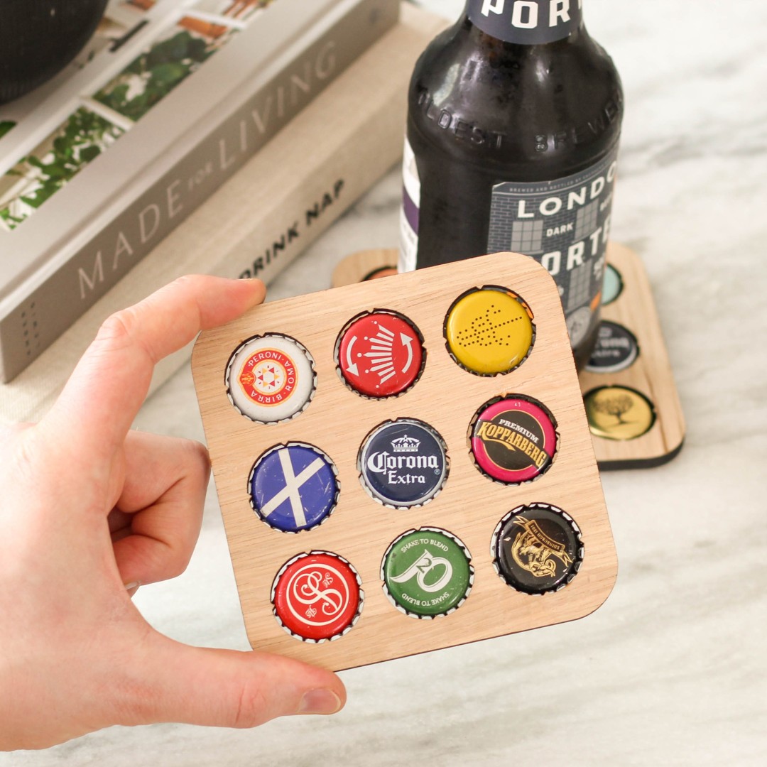 Beer Cap Collector Coaster Birthday Gift For Dad, Beer Cap Display, Man Cave Decor, Fathers Day Gift, Bottle Cap Coaster, Beer Cap Coaster