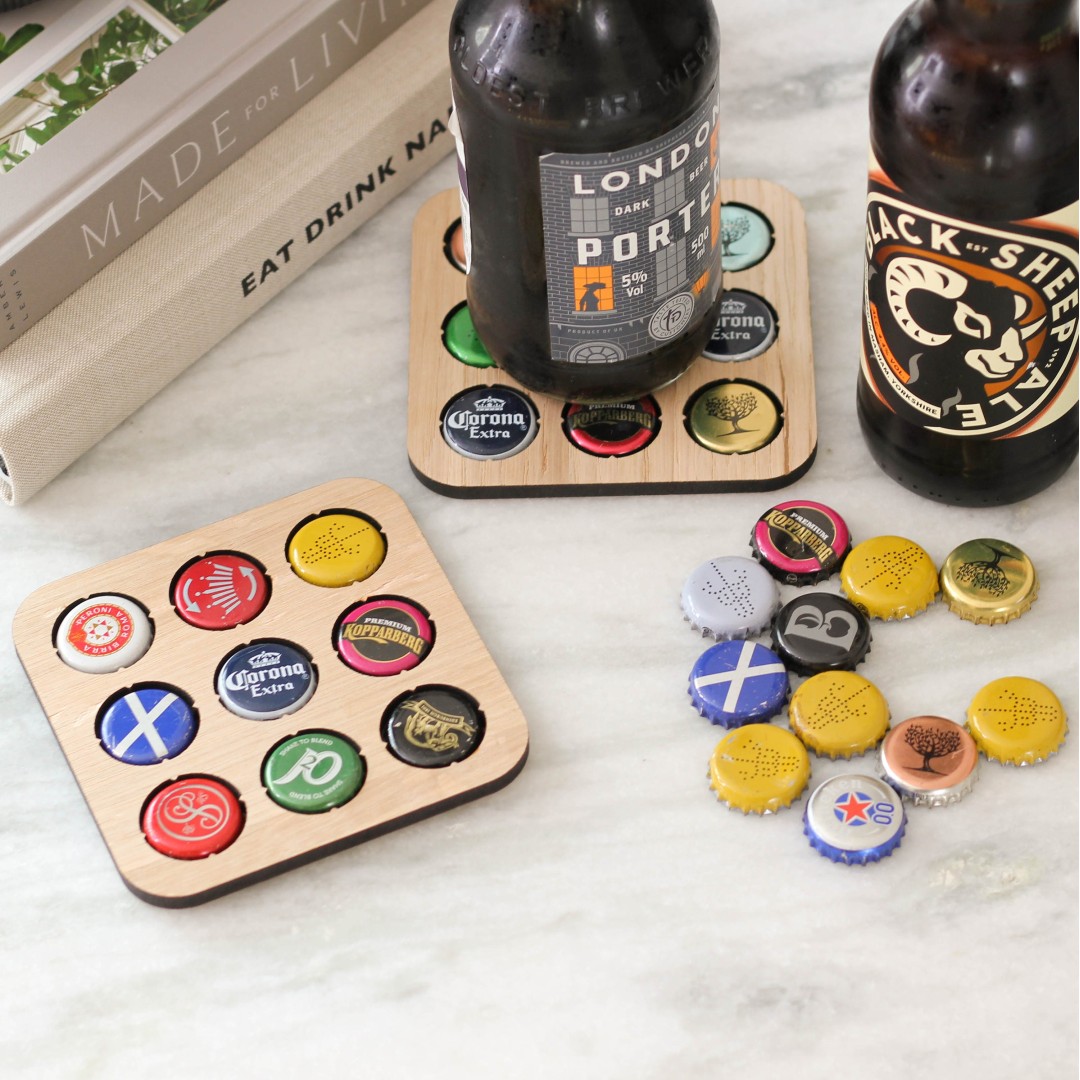 Beer Cap Collector Coaster Birthday Gift For Dad, Beer Cap Display, Man Cave Decor, Fathers Day Gift, Bottle Cap Coaster, Beer Cap Coaster