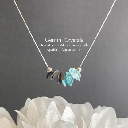 Gemini Necklace Raw Crystals Zodiac Sign Astrology Choker Crystal Jewelry