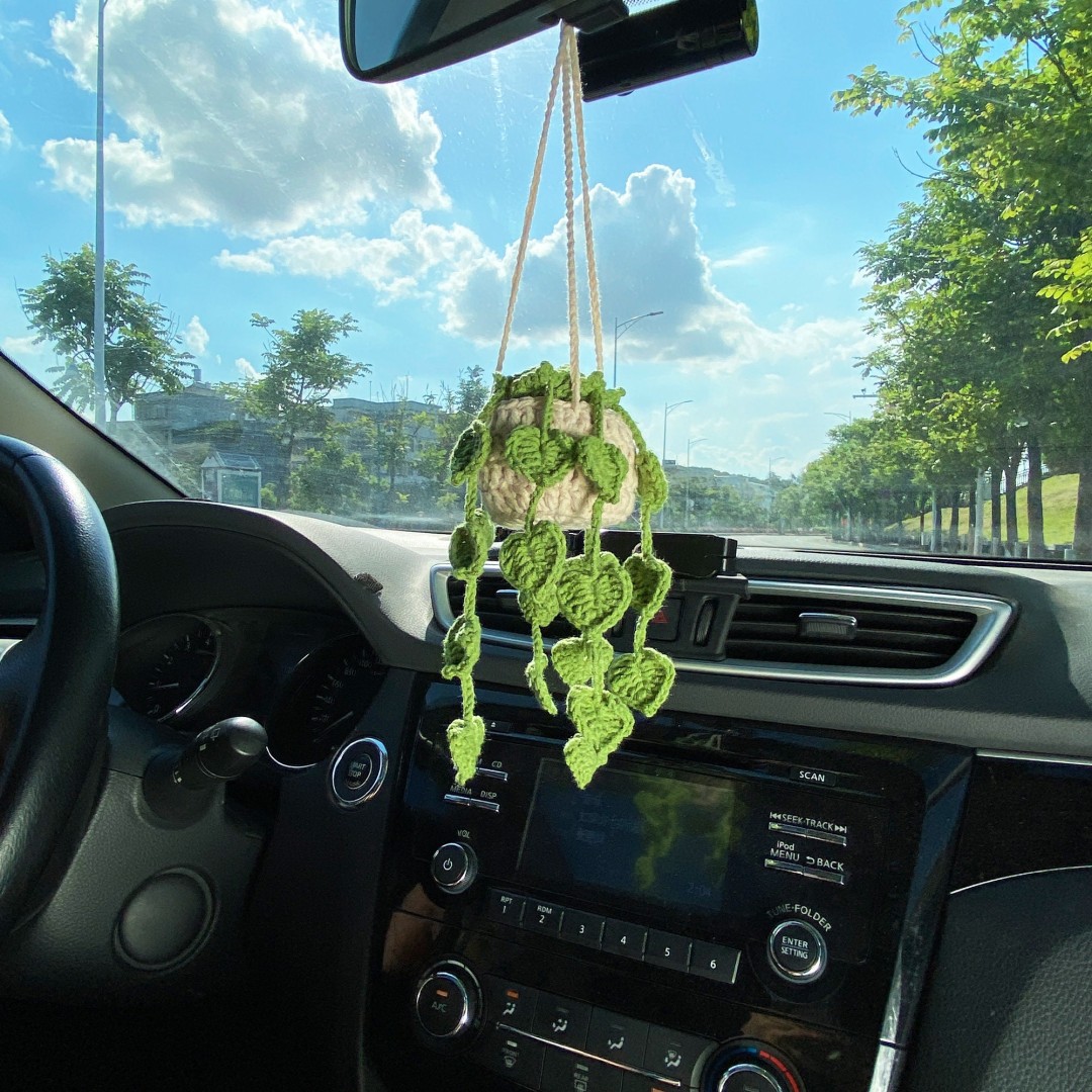 Car Plants, Succulent Car Plant Decor, Car Plant Hanging, Crochet Hanging Plants, Car Accessories For Women