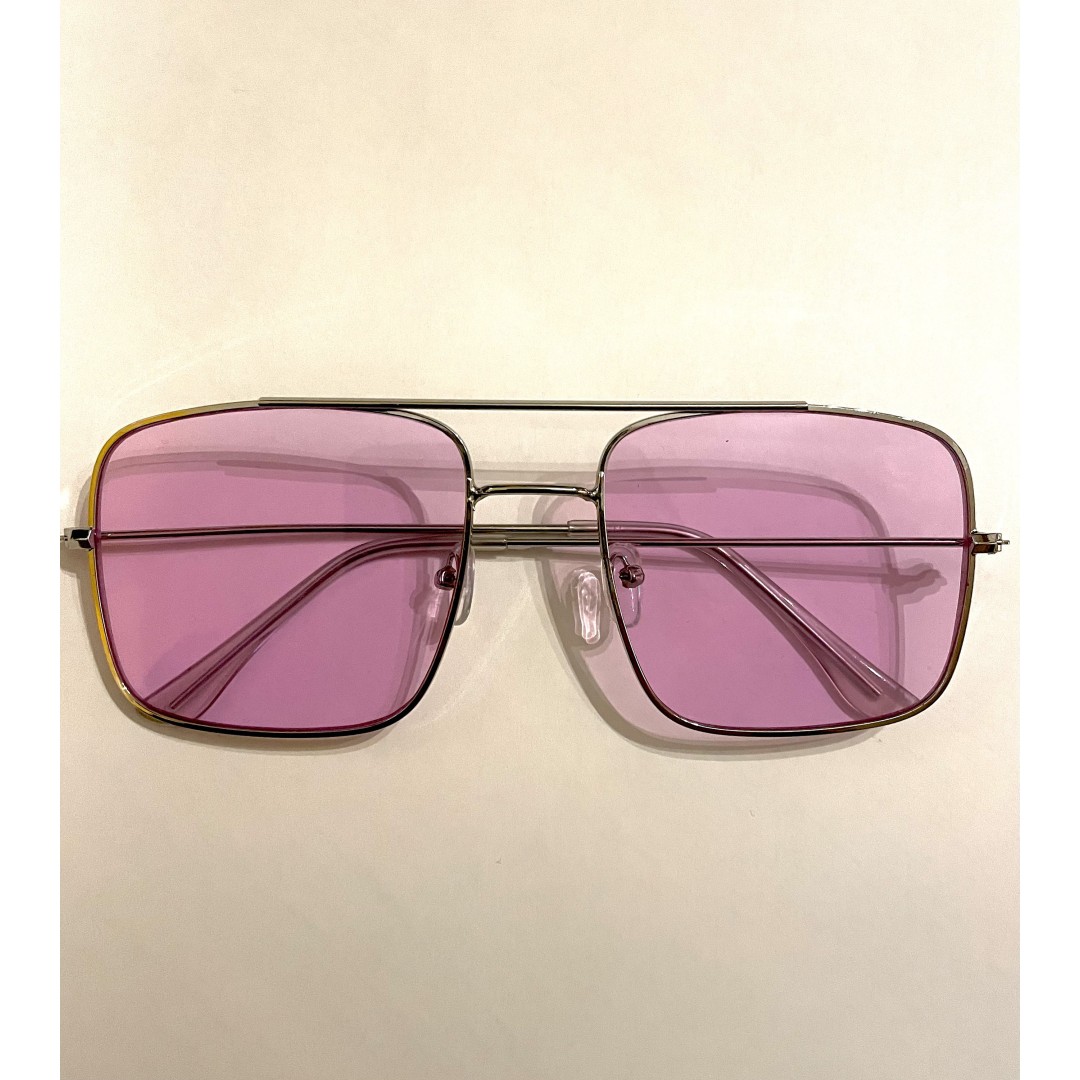 1970s Style Gold Rim Double Bridge Aviator Translucent Hue Square Lens Oversized Sunglasses | Multiple Colors