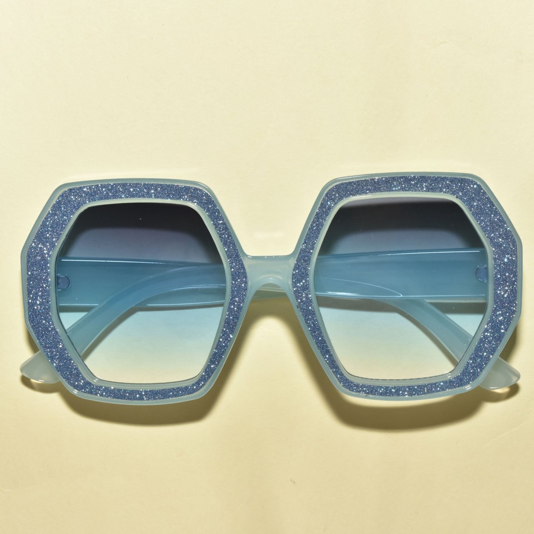 1970s Vintage Style Oversized Glitter Elton Hexagon Square Sunglasses | Multiple Colors