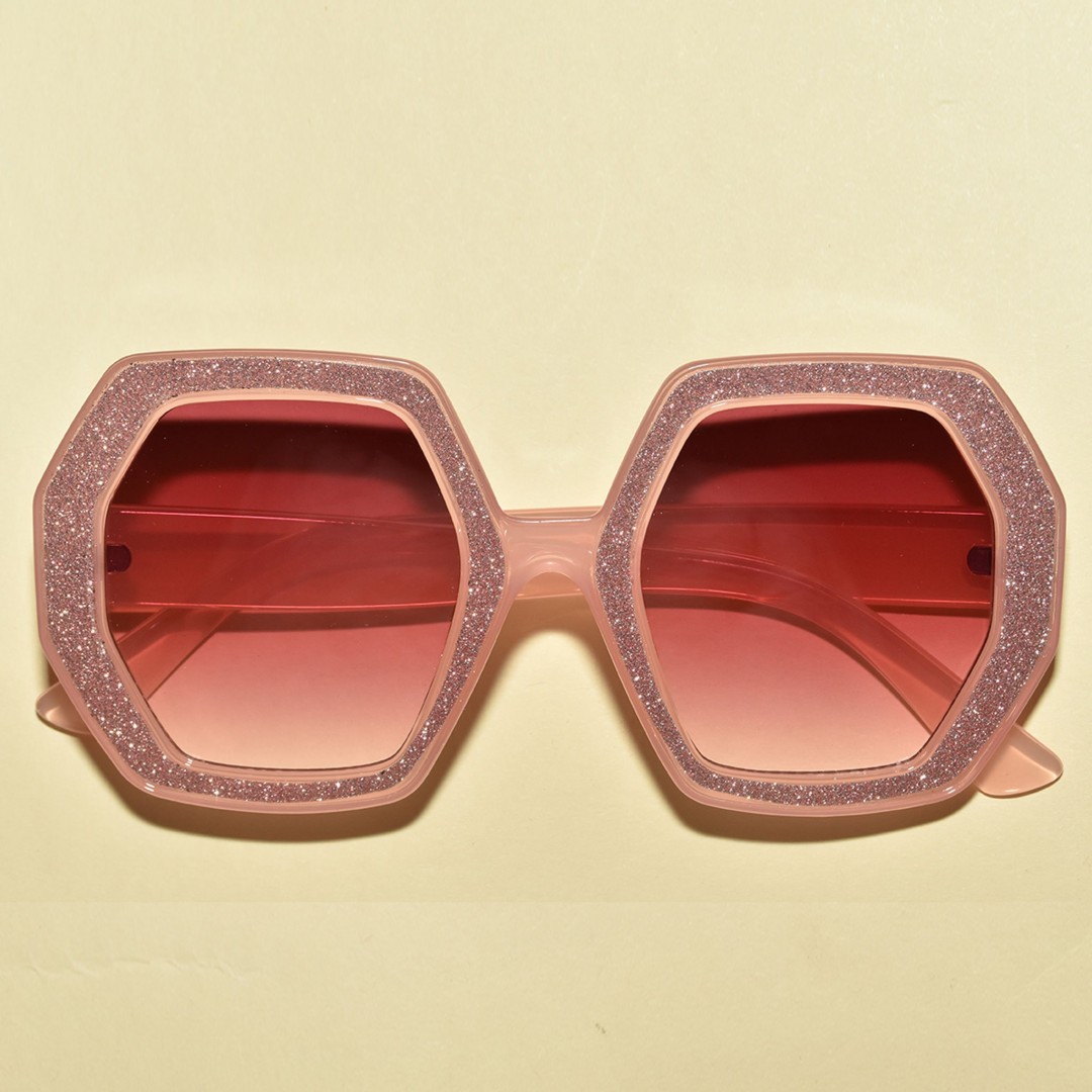 1970s Vintage Style Oversized Glitter Elton Hexagon Square Sunglasses | Multiple Colors