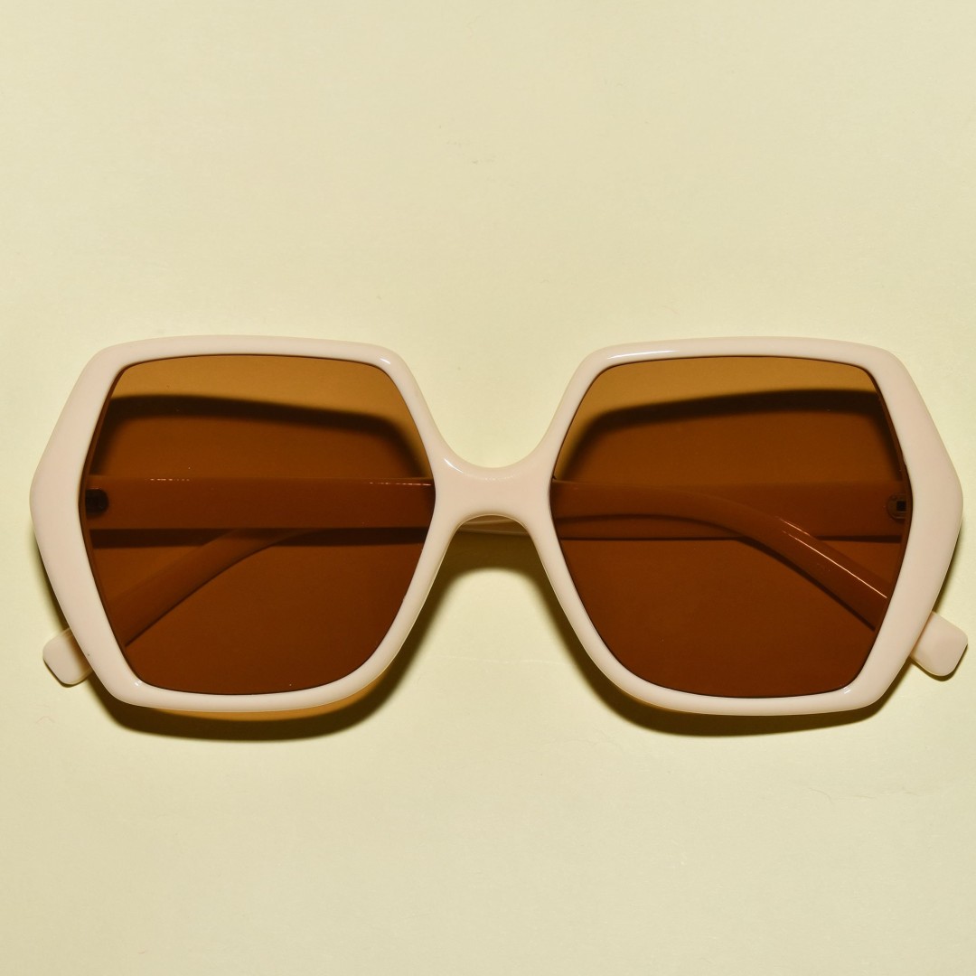 1970s Vintage Style Hexagon Square Oversized Sunglasses