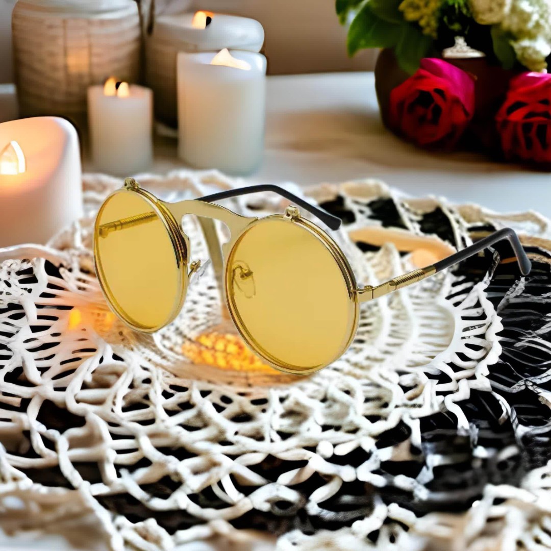 Vintage Steampunk Flip Sunglasses Retro Round Metal Frame Sun Glasses for Men Women Circle Glasses Oculos