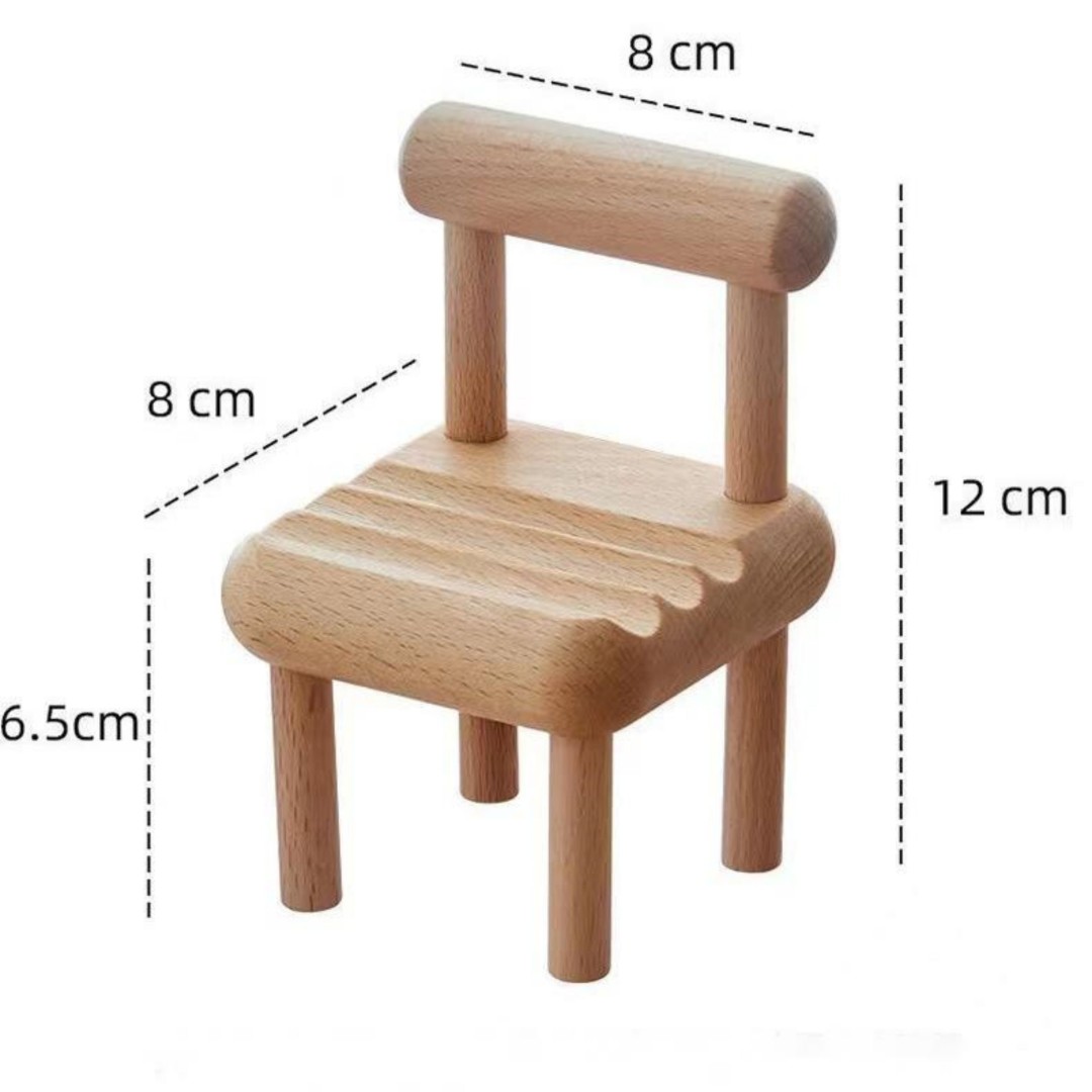 Polished Beech Wood Mobile Smart Phone Mini Chair Stand Holder Home Table Decor Stand , AU local