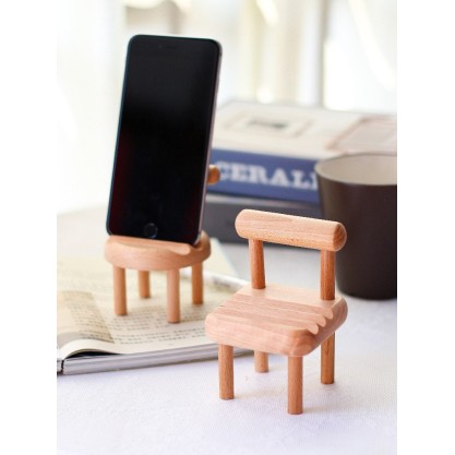 Polished Beech Wood Mobile Smart Phone Mini Chair Stand Holder Home Table Decor Stand , AU local