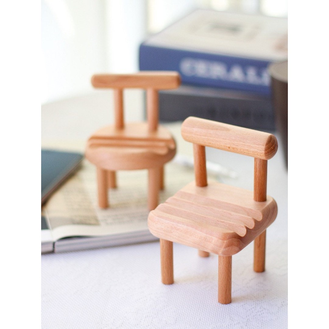 Polished Beech Wood Mobile Smart Phone Mini Chair Stand Holder Home Table Decor Stand , AU local