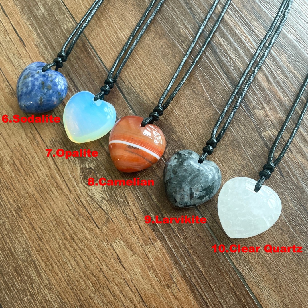 Natural crystal heart pendant - Gemstones for Anxiety and Calm- Healing crystal necklace - Meditation jewelry -Best gifts for her