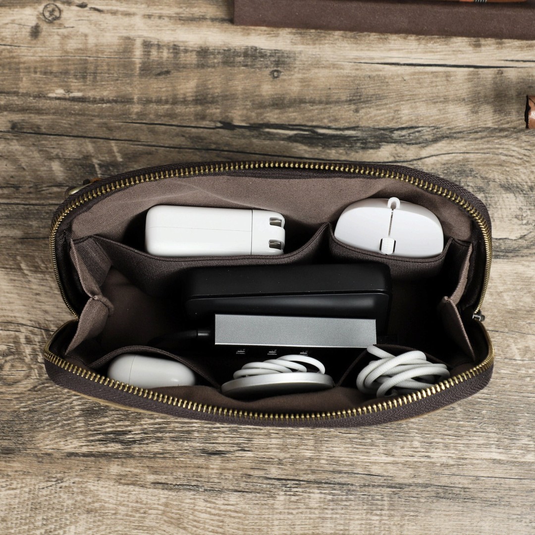 Personalized Travel Electronics Accessories Bag, Digital Gadgets Case, Cable Charge Storage Bag, Portable Cord Pouch, Gift for Men