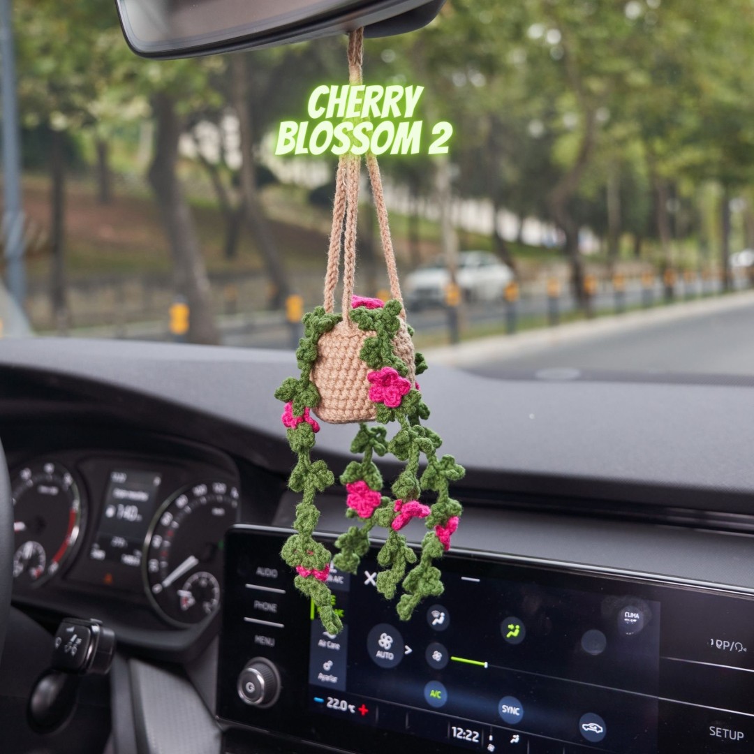 Personalized Plant Car Hanging Accessories, Cute Crochet Flower Car Ornament, Custom Gift Idea for Succulent Plant Lovers