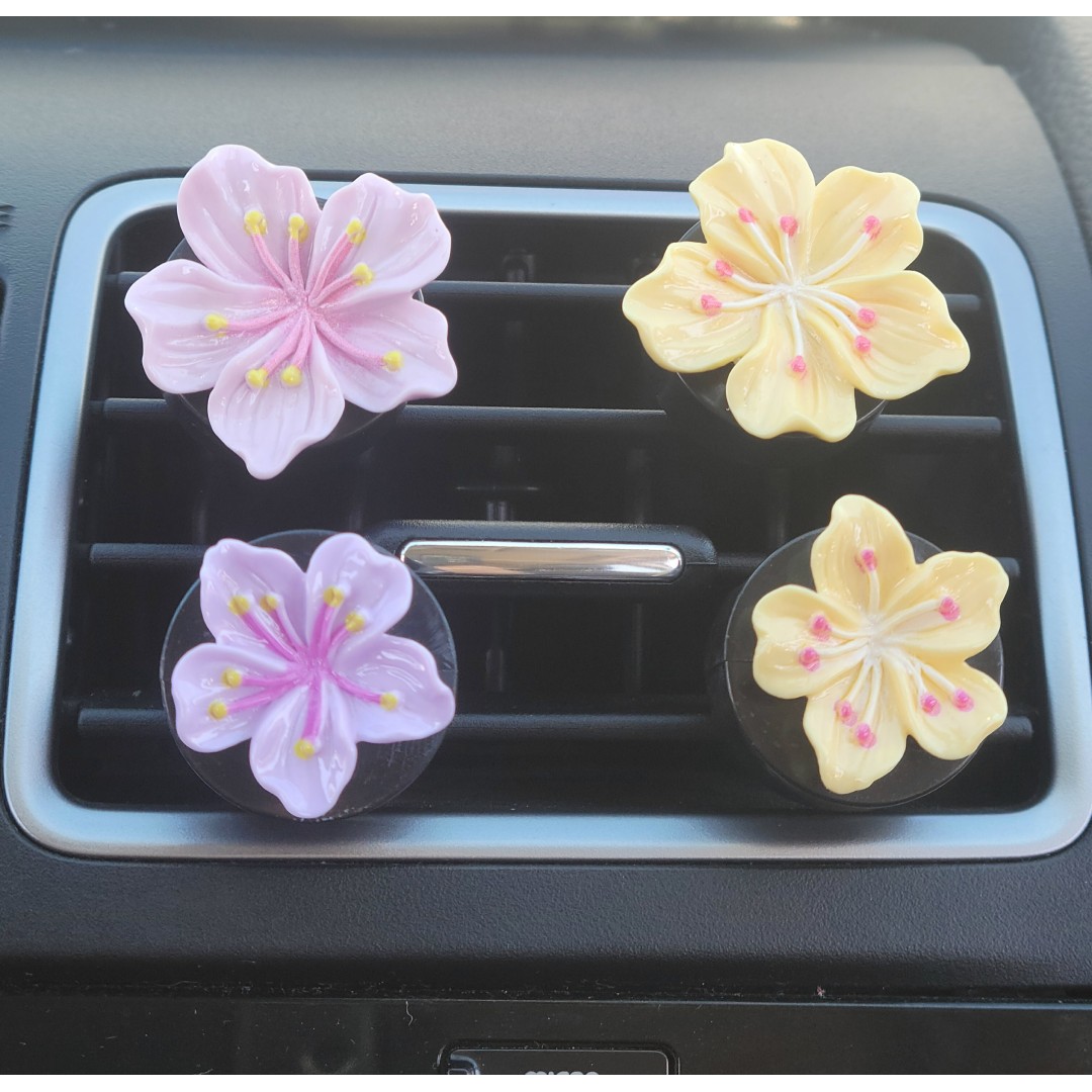 2 Hibiscus Flower Car Vent Clips | CAR AIR FRESHENER | Car Charms | Car Essential Oil Diffuser