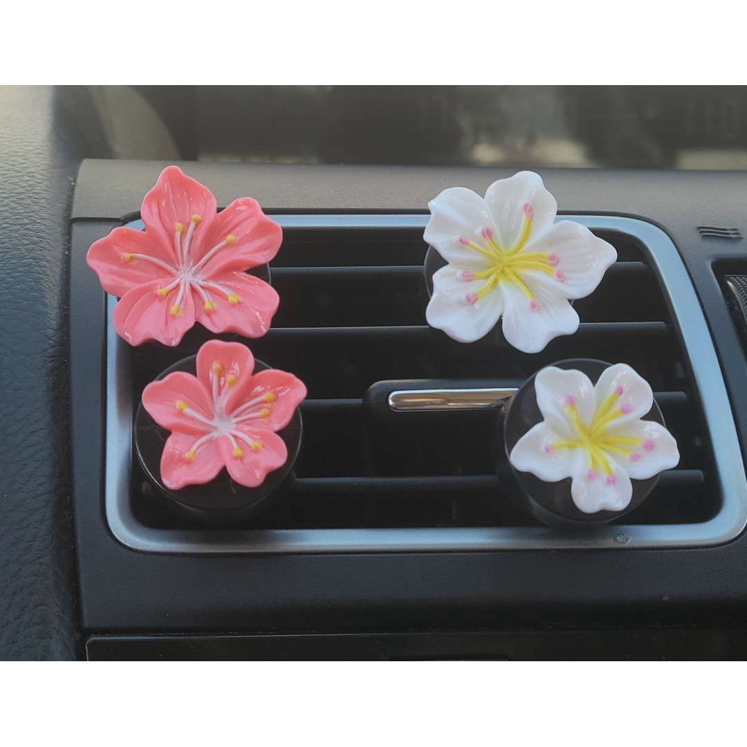 2 Hibiscus Flower Car Vent Clips | CAR AIR FRESHENER | Car Charms | Car Essential Oil Diffuser