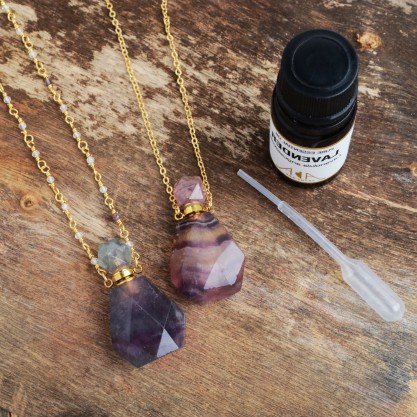 Essential Oil Bottle, Diffuser Necklace, Energy Quartz Necklace ,Polished Crystal, Fashionable Gemstone Necklace, Oil Perfume Necklace,BFF