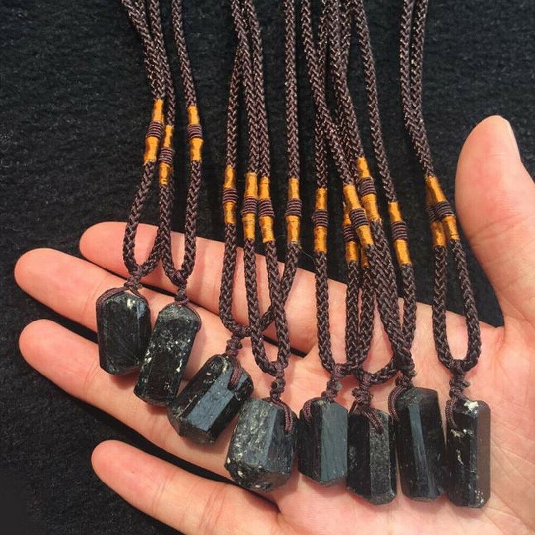 Raw Black Tourmaline Necklace, Black Necklace, Protection Necklace, Gemstone Tourmaline Pendant Necklace, Birthday Gifts for Him/ Her