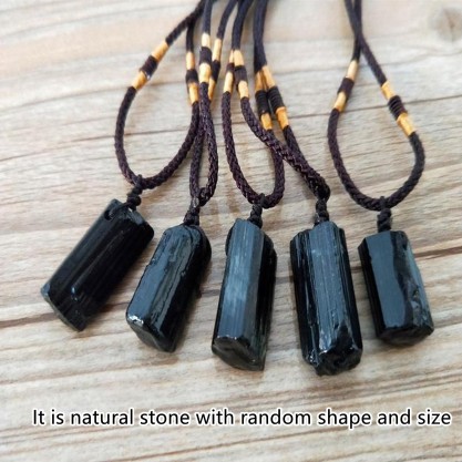 Raw Black Tourmaline Necklace, Black Necklace, Protection Necklace, Gemstone Tourmaline Pendant Necklace, Birthday Gifts for Him/ Her