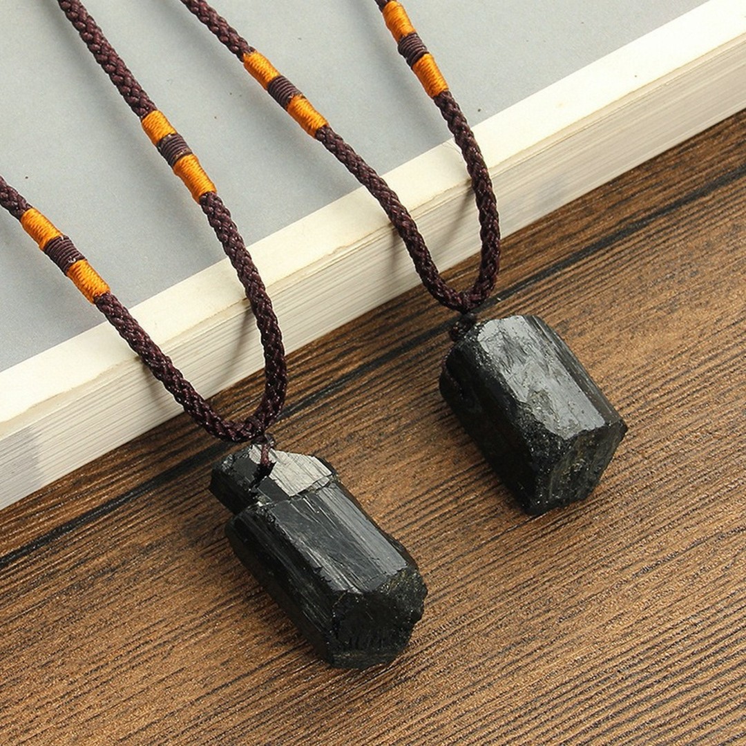 Raw Black Tourmaline Necklace, Black Necklace, Protection Necklace, Gemstone Tourmaline Pendant Necklace, Birthday Gifts for Him/ Her