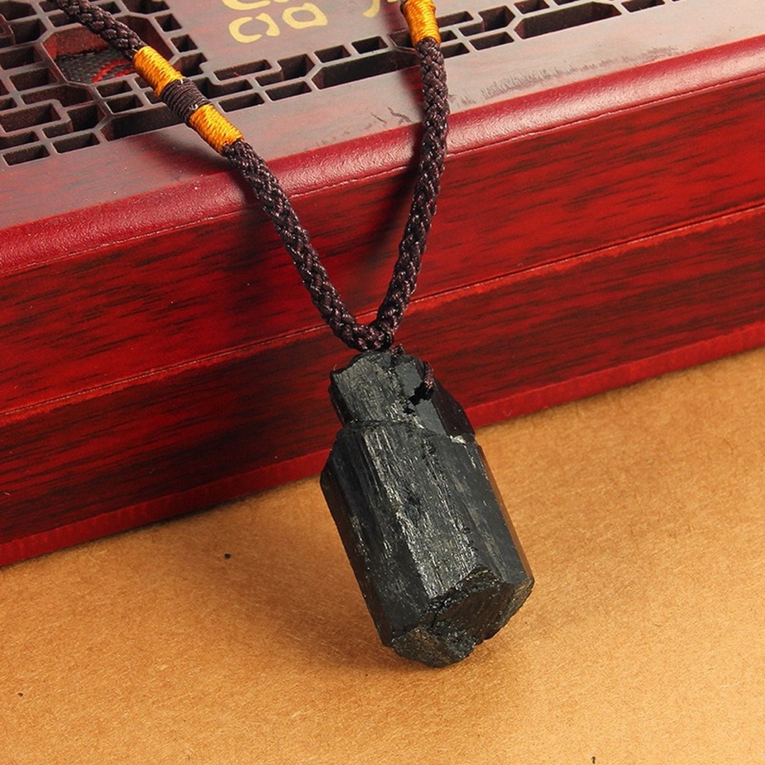 Raw Black Tourmaline Necklace, Black Necklace, Protection Necklace, Gemstone Tourmaline Pendant Necklace, Birthday Gifts for Him/ Her