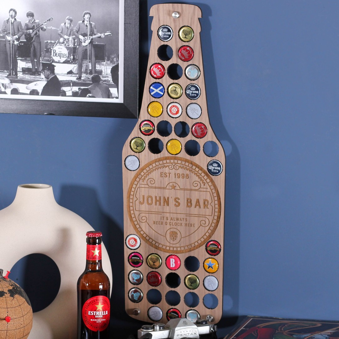 Personalised Beer Bottle Wall Art For Home, Beer Cap Collector, Bottle Cap Holder, Man Cave Decor, Beer Bottle Cap Art, Bottle Cap Wall Art