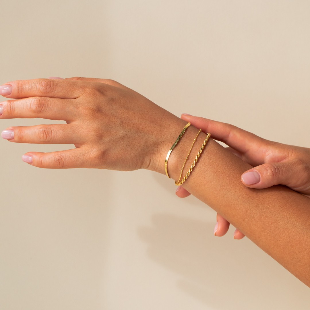 Minimalist Bracelet Chains by Caitlyn Minimalist • Silver & Gold Herringbone, Paperclip, Rope, Box Chain Bracelets • Dainty Everyday Jewelry