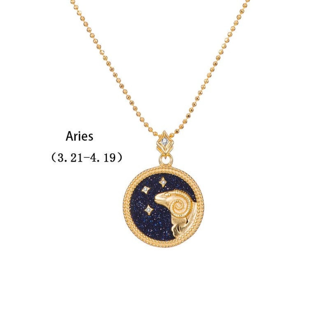 ZODIAC SIGN NECKLACE, Black & Gold Horoscope Women's Jewelry, 12 Constellation Coin Necklace Pendants, Birthday Gift for Her