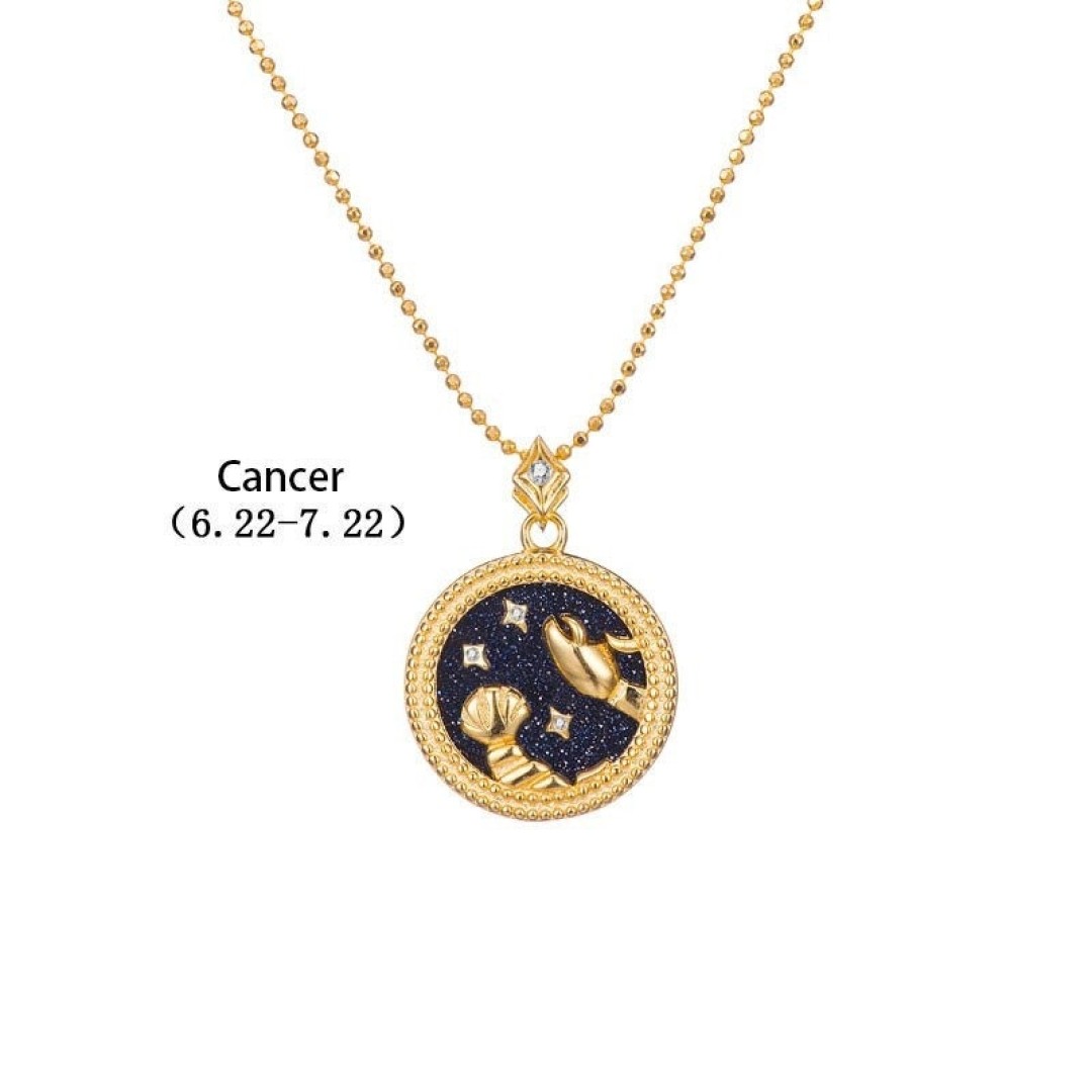 ZODIAC SIGN NECKLACE, Black & Gold Horoscope Women's Jewelry, 12 Constellation Coin Necklace Pendants, Birthday Gift for Her