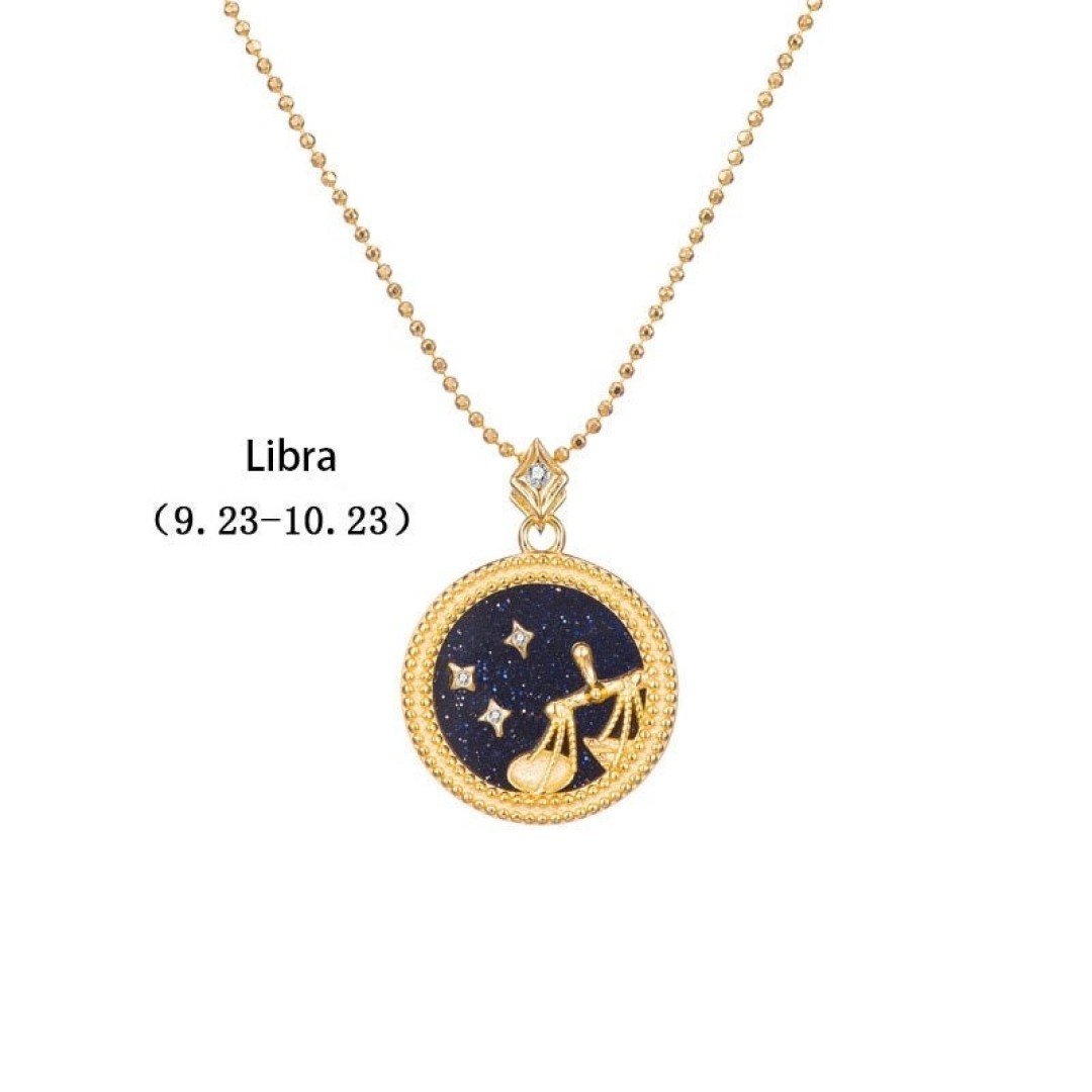 ZODIAC SIGN NECKLACE, Black & Gold Horoscope Women's Jewelry, 12 Constellation Coin Necklace Pendants, Birthday Gift for Her